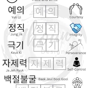 Korean Taekwondo tenets Worksheet