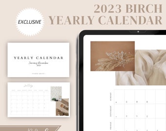 2023 birch digital planner, aesthetic, planner, twelve months, collage, 2023, calendar, printable
