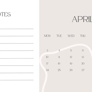 May include: A printable calendar for April with a white abstract shape in the background. The calendar is on a light gray background. The days of the week are listed across the top, and the numbers 1 through 30 are listed in rows below.