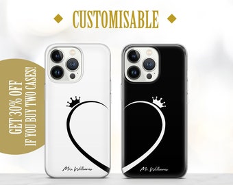 Couples Phone Case Matching Bride and Groom Wedding Cover for iPhone 15 Pro 14 13 12 11 XR 8+,  Samsung S21, A50, A51, A53, Huawei P20, P30