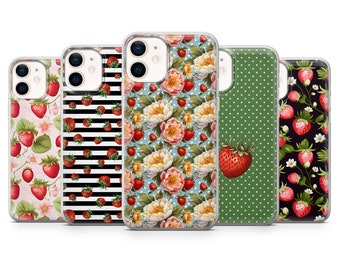 Strawberry Phone Case Summer Fruit Cover fit for iPhone 17 Pro Max, 16e, 15, 14, 13 & Samsung S26 Ultra, S25 FE, A57, A56, Pixel 10, 9A