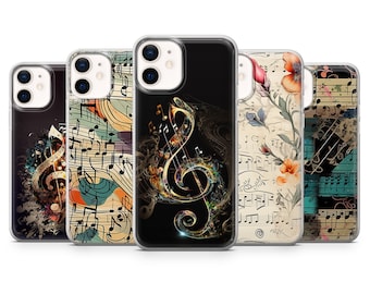 Music Phone Case Musical Notes Cover fit for iPhone 17 Pro Max, 16e, 15, 14, 13 & Samsung S26 Ultra, S25 FE, A57, A56, Pixel 10, 9A