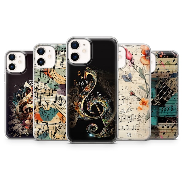 Custodia per telefono musicale Cover per note musicali adatta per iPhone 15 Pro Max, 14 Plus, 13, 12, 11, XR, XS e Samsung S23, S22, A54, A53, Pixel 8, 7