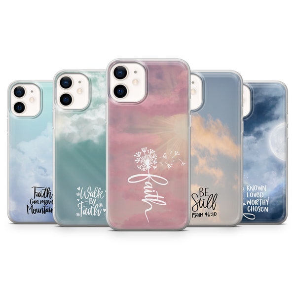 Faith Quote Phone Case, Christian Psalm Cover fit for iPhone 15 Pro 14 13 12 11 XR 8+, Samsung S21, A50, A51, A53, Huawei P20, P30 Lite