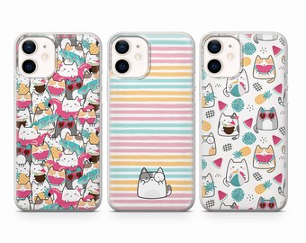 Cute Cats Phone Case Pet Kitten Cover for iPhone 17 Pro Max, 16e, 15, 14, 13 & Samsung S26 Ultra, S25 FE, A57, A56, Pixel 10, 9A