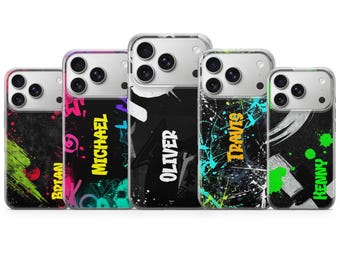 Graffiti Phone Case Custom Name Cover for iPhone 17 Pro Max, 16e, 15, 14, 13 & Samsung S26 Ultra, S25 FE, A57, A56, Pixel 10, 9A