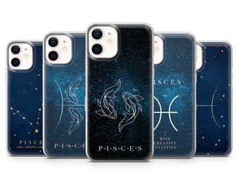 Pisces Phone Case, Zodiac Astrology Cover fit for iPhone 15 Pro Max, 14 Plus, 13, 12, 11, XR, XS & Samsung S23, S22, A54, A53, Pixel 8, 7