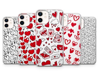 Cute Heart Phone Case Red Love Cover for iPhone 17 Pro Max, 16e, 15, 14, 13 & Samsung S26 Ultra, S25 FE, A57, A56, Pixel 10, 9A