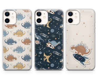 Cute Dinosaur Phone Case Space Dino Cover for iPhone 17 Pro Max, 16e, 15, 14, 13 & Samsung S26 Ultra, S25 FE, A57, A56, Pixel 10, 9A