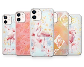 Flamingo phone case Tropical Hibiscus Cover fit for iPhone 15 Pro Max, 14 Plus, 13, 12, 11, XR, XS & Samsung S23, S22, A54, A53, Pixel 8, 7