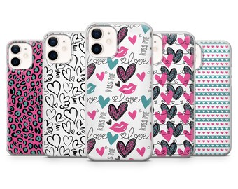 Heart Phone Case Pink Love Cover fit for iPhone 17 Pro Max, 16e, 15, 14, 13 & Samsung S26 Ultra, S25 FE, A57, A56, Pixel 10, 9A