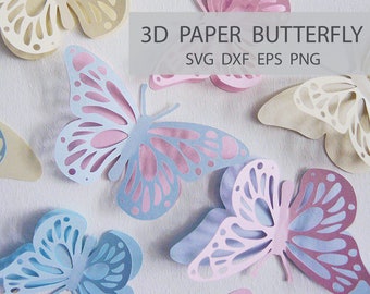 3D Butterfly SVG, paper paper butterfly svg, SVG Cricut, Silhouette Studio,  Cut files