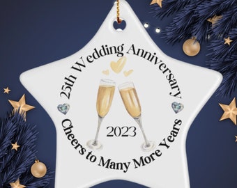 25th Anniversary Gift, 25th Anniversary Ornament With Name & Date