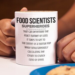 Mok voedselwetenschapper, koffiemok voedselwetenschapper, foodiemok, foodie-koffiemok, grappige voedselmok, voedselsuperhelden, voedselexperimenten
