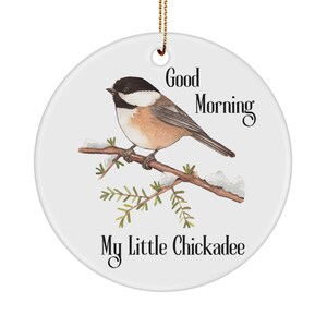 Bird Watcher Ceramic Ornament, Bird Watching Ornament, Birdwatching Ornament, Gift for Birdwatcher, Black Capped Chickadee, Bird Ornament