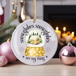 Snowglobe Ornament, Snowglobe Christmas Ornament, Snow Globe Gift Idea, Snow Globe Lover Gift, Gold Snow Globe, Fun Ornament