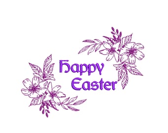 Happy Easter Embroidery Pattern, Machine Embroidery Design, Instant Download File