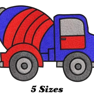 Machine Embroidery Cement Mixer Truck Design - Construction Truck Cut File & Digitized Emb