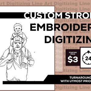 Line Art Embroidery File for Pet Portraits, Customized Machine Embroidery Design