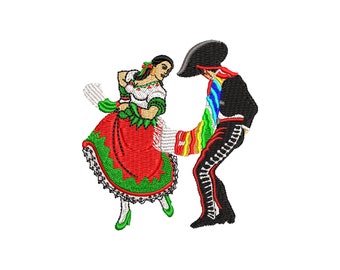 Fiesta Grande Embroidery Pattern, Mexcian Couple Machine Embroidery Design, Instant Download File