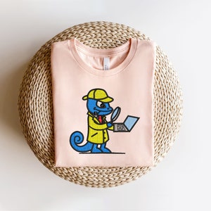 Detective Lizard Embroidery Pattern, Reptile Animal Machine Embroidery ...