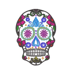 Floral Skull Embroidery Pattern - Mexican Machine Embroidery Design - Day of dead Instant Download Files