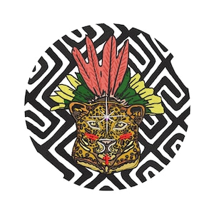 Jaguar Headpiece Embroidery Pattern, Machine Embroidery Design, Ethnic Jaguar Mask, Jaguar Face Embroidery Design Instant Download File