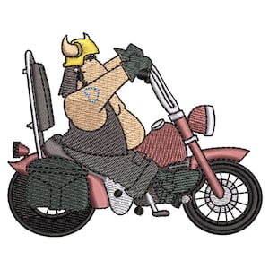 Modello di ricamo Biker Dude, disegno di ricamo a macchina per motociclette, file di download digitale istantaneo