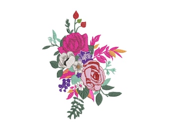 Flower Bouquet Embroidery Pattern, Floral Machine Embroidery Design, Spring Embroidery, Summer Embroidery Flower Embroidery Instant Download