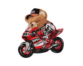 Adorable Speed Racer Teddy Bear Embroidery Pattern - Machine Embroidery Design - Instant Digital Download