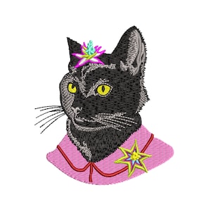 黒猫の刺繍パターン - かわいい動物の機械刺繍デザイン - 赤ちゃん猫の即時ダウンロード DST、EXP、VP3、PES ファイル