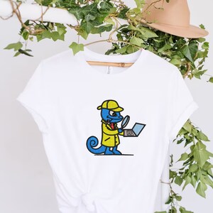 Detective Lizard Embroidery Pattern, Reptile Animal Machine Embroidery ...