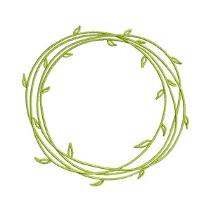 Leaf Wreath Embroidery Pattern- Green Vine Machine Embroidery Design- Laurel Wreath Frame- Instant Download File
