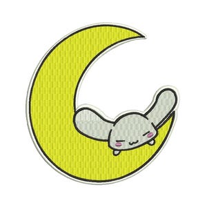 Adorable Bunny Under the Moon - Cute Embroidery Design