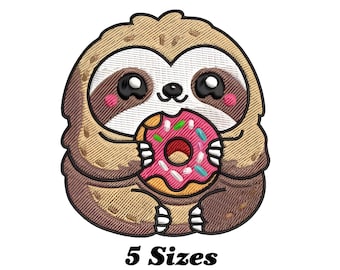 Embroidery pattern funny sloth donut, machine embroidery file for custom digitizing and unique gift ideas