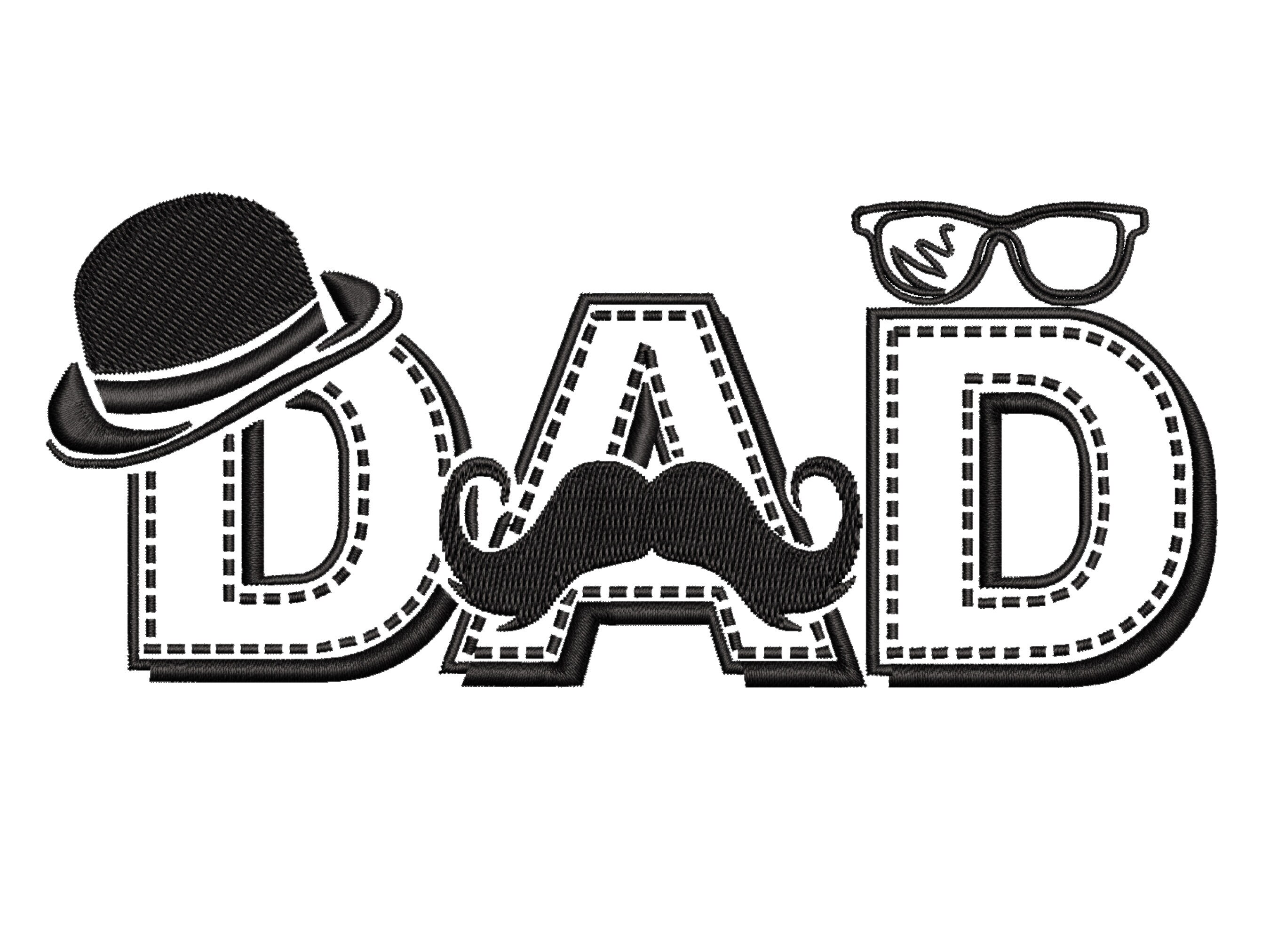 Dad Embroidery Pattern, Machine Embroidery, Trendy Father's Day Design, Instant Digital Download File