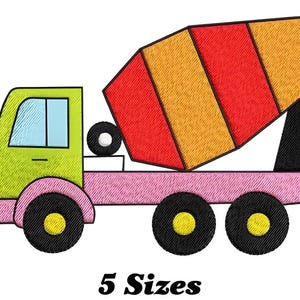 Machine Embroidery Cement Mixer Truck Design - Construction Cut File & Pattern for DIY Embroidery Kits