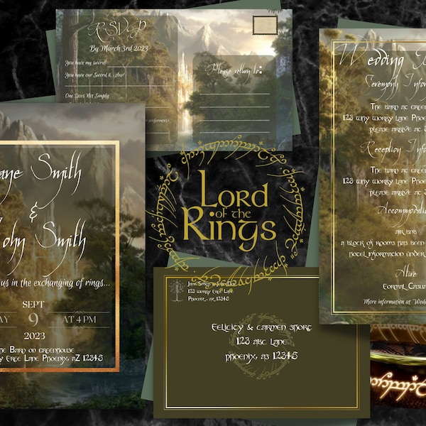 Lord of the Rings Wedding Invitation Bundle