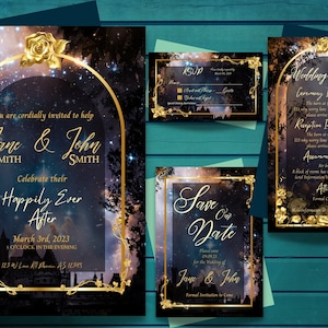 Fantasy Wedding Invitation Bundle | Digital Download | Template | Customizable | Happily Ever After