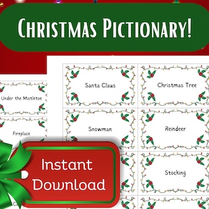 100 kerstpictionarykaarten | Afdrukbare picturale kerstkaarten| Familiespel Kerst| Activiteit op kerstavond| Leuk idee voor vakantiefeestje