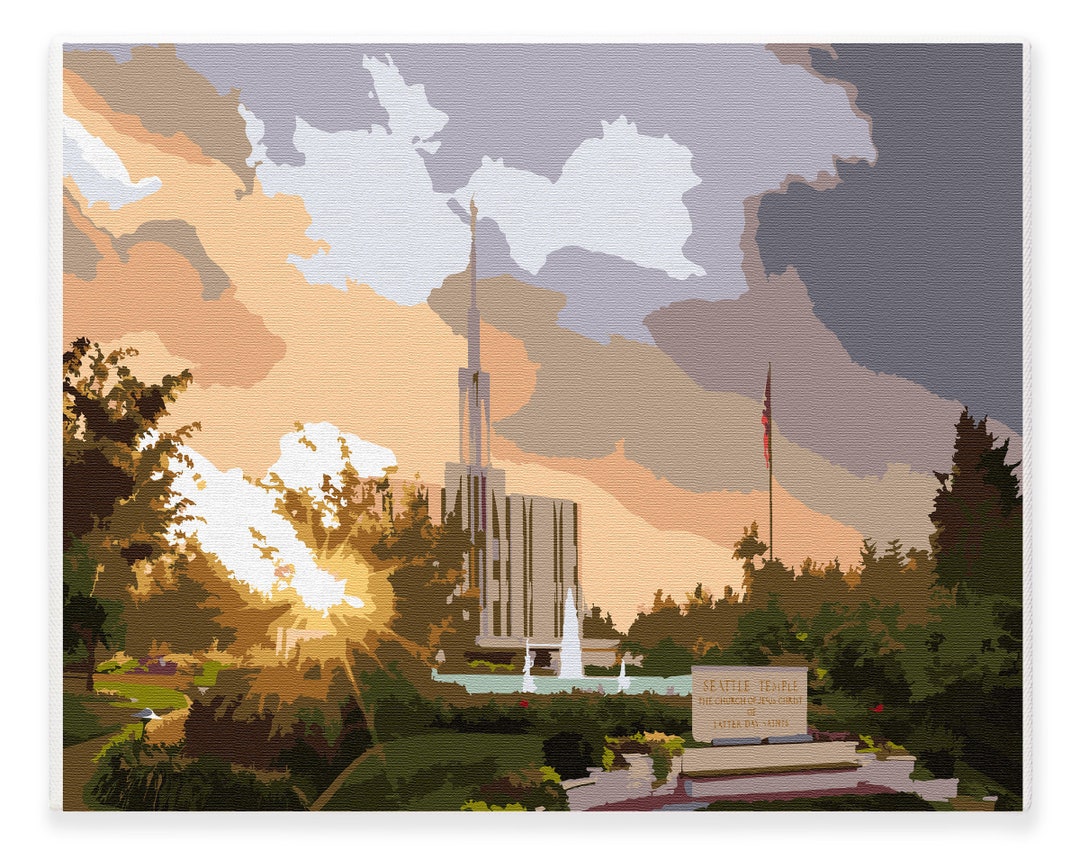 LDS Paint by Numbers Kit Seattle Washington Temple 16x20 Painting Kit ...