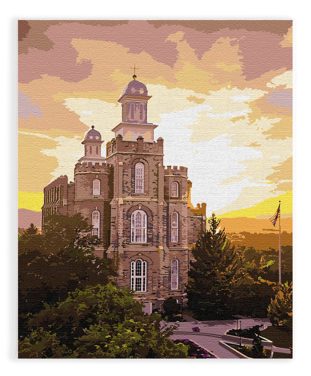 LDS Paint by Numbers Kit Logan Temple 16x20 Painting Kit of the Logan