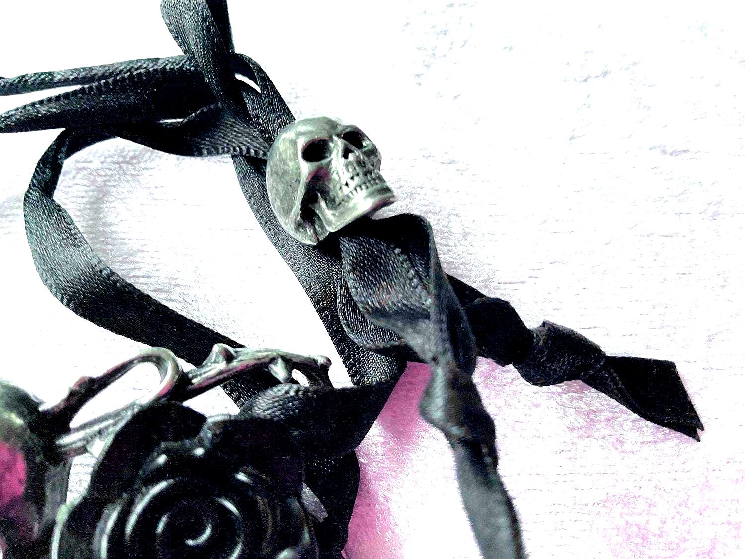 Gothic Jewellery Skull and Briar Rose Bracelet by Alchemy England