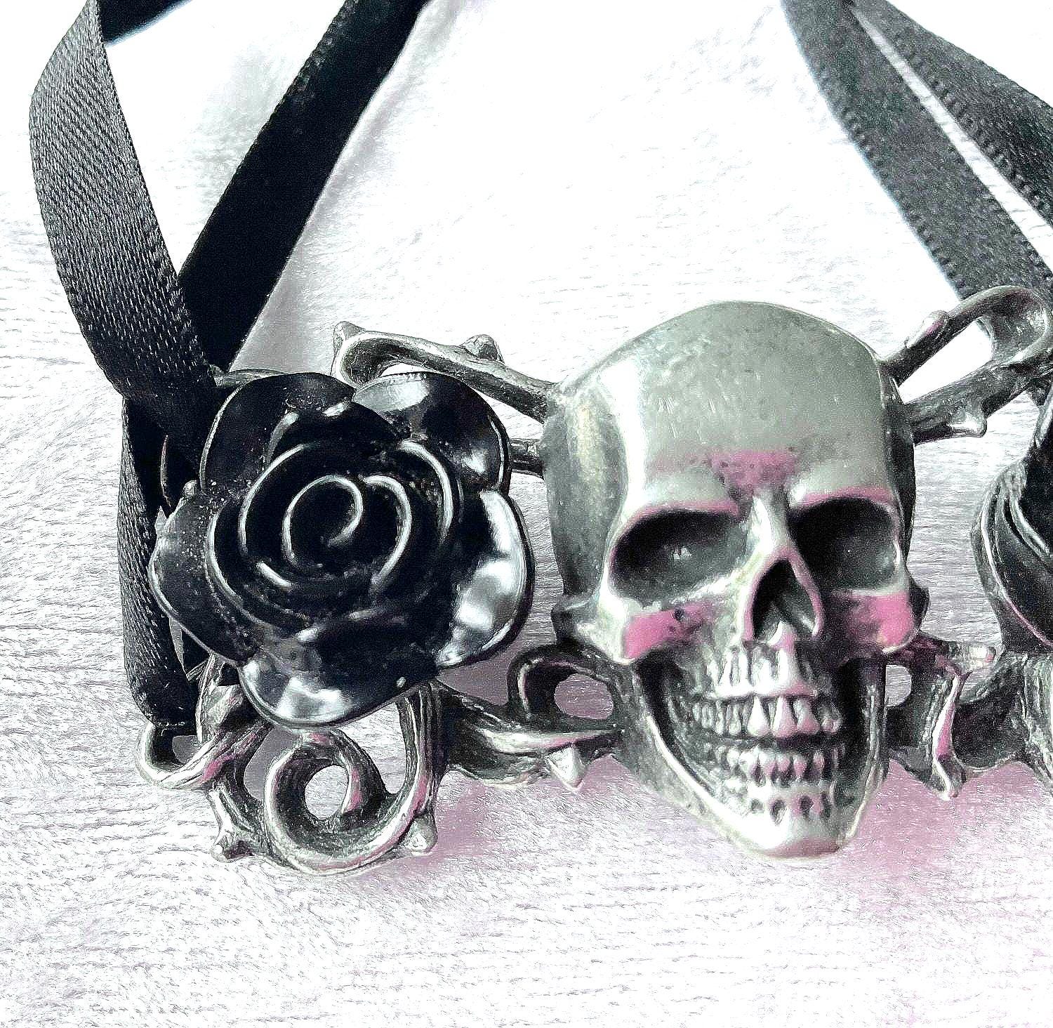 Gothic Jewellery Skull and Briar Rose Bracelet by Alchemy England