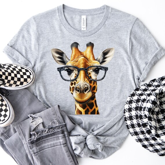 Nerdy Giraffe, Giraffe Print, Funny Animal Shirt, Wildlife t shirt, Funny Sarcastic Tee, Nature Lover T-Shirt, Giraffe Tee, Quirky Tshirts