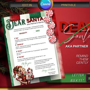 Erwachsenenbrief an den Weihnachtsmann, lieber Weihnachtsmannbrief, Lustiger Brief an den Weihnachtsmann, Weihnachtscheckliste, personalisierter Weihnachtsbrief, Weihnachtswunschliste