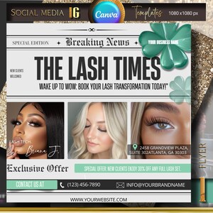 Lash Flyer, NEWSPAPER Flyer, Diy Premade Instagram Template ,DIY Flyer, Hair Sale, Bundle Deals, Lash Tech, Hairstylist, Editable Cavna