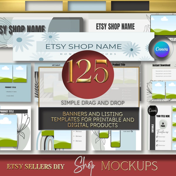 Ultimate Etsy Listing Mockup Templates, Canva Etsy Shop Kit, Boho Store Branding Kit, Etsy Banner, New Etsy Shop Mockups, Sell On Etsy