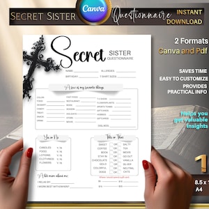 Secret Sister Questionnaire,  Favorites  List, All About Me Survey, Church Gift Exchange, Women&#39;s Ministry, Office Church Staff Appreciation