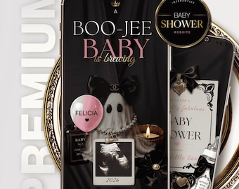 Halloween Baby Shower Video Invitation Boo Jee Baby | Gothic Chic Black Pink Editable Canva Template | Spooky RSVP | Digital Download